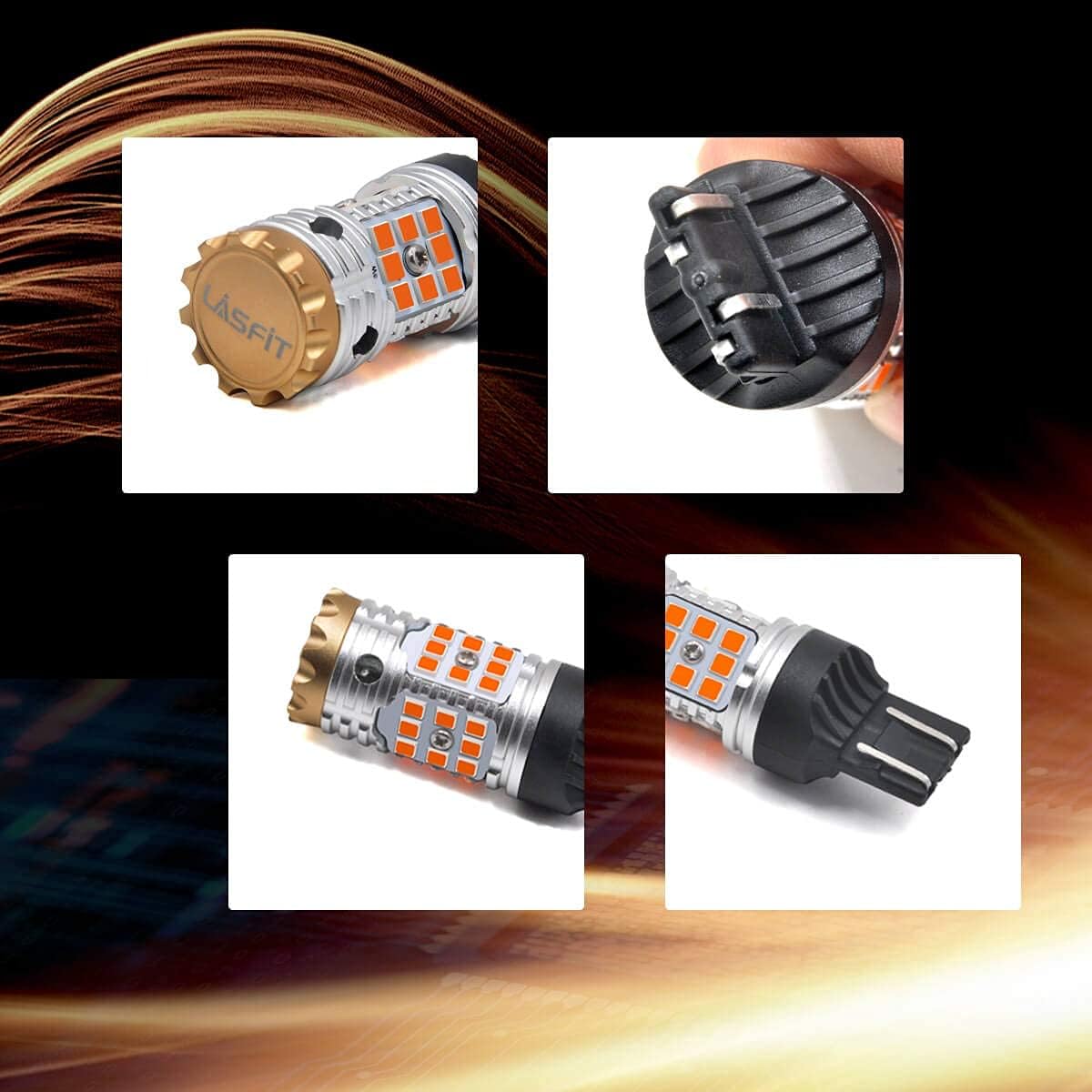 7443 Amber LED Bulb Turn Signal Light 2pcs X44455