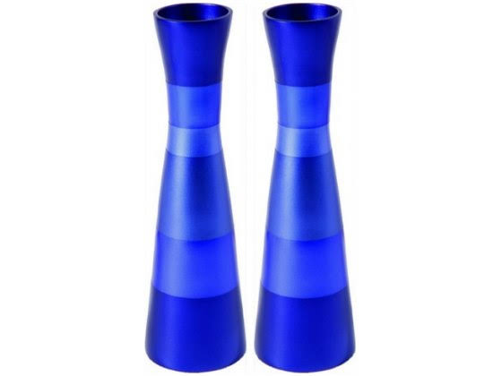 Blue Aluminum Shabbat Candlesticks M182686