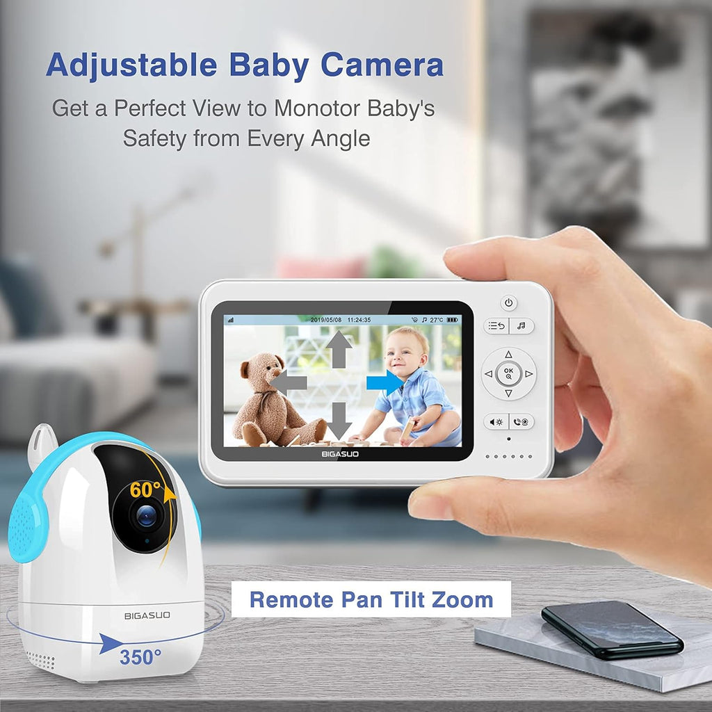 5 720P Baby Monitor with Camera and Audio Night Vision K1960