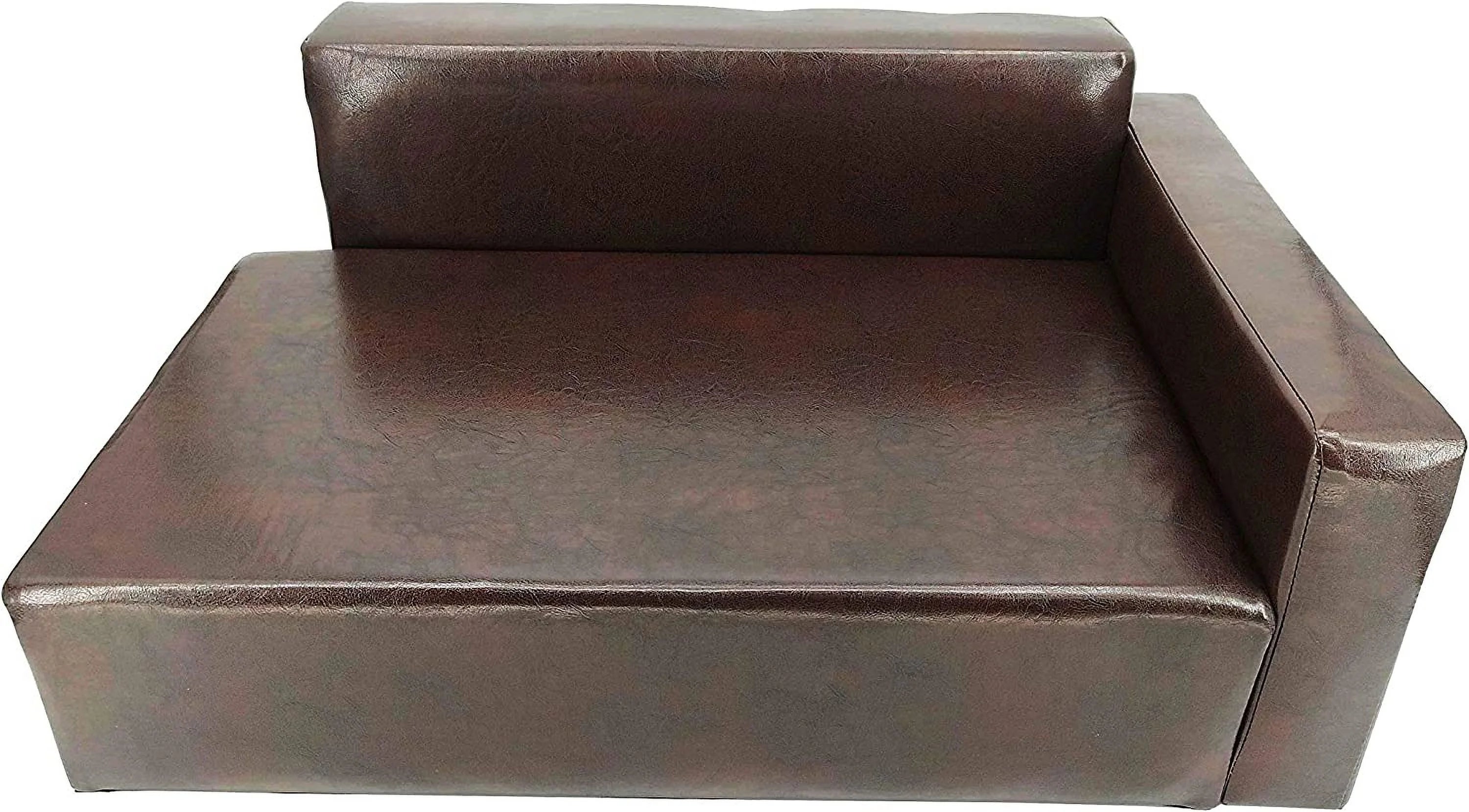 Brown Synthetic Leather Dog Sofa Bed R660900