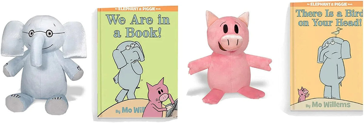 Plush Piggie & Gerald Elephant with 2 Books, 12" Pack C130932