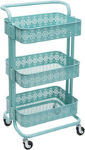 Black 3 Tier Metal Rolling Storage Cart E21268