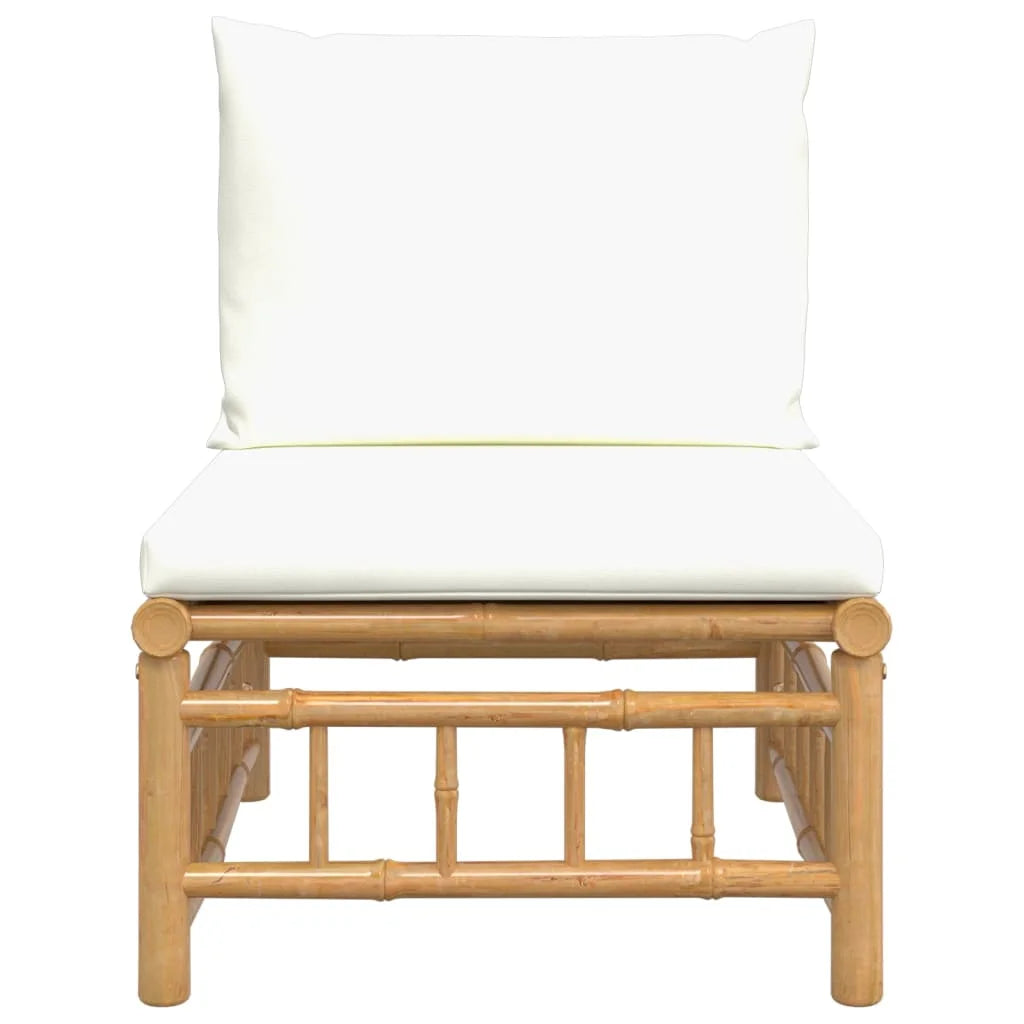 Bamboo Patio Sofa with White Cushions P2565
