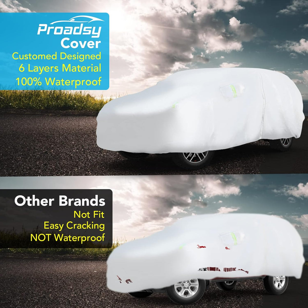 6 Layers All Weather Waterproof Outdoor Full Exterior Car Cover with Zipper M116