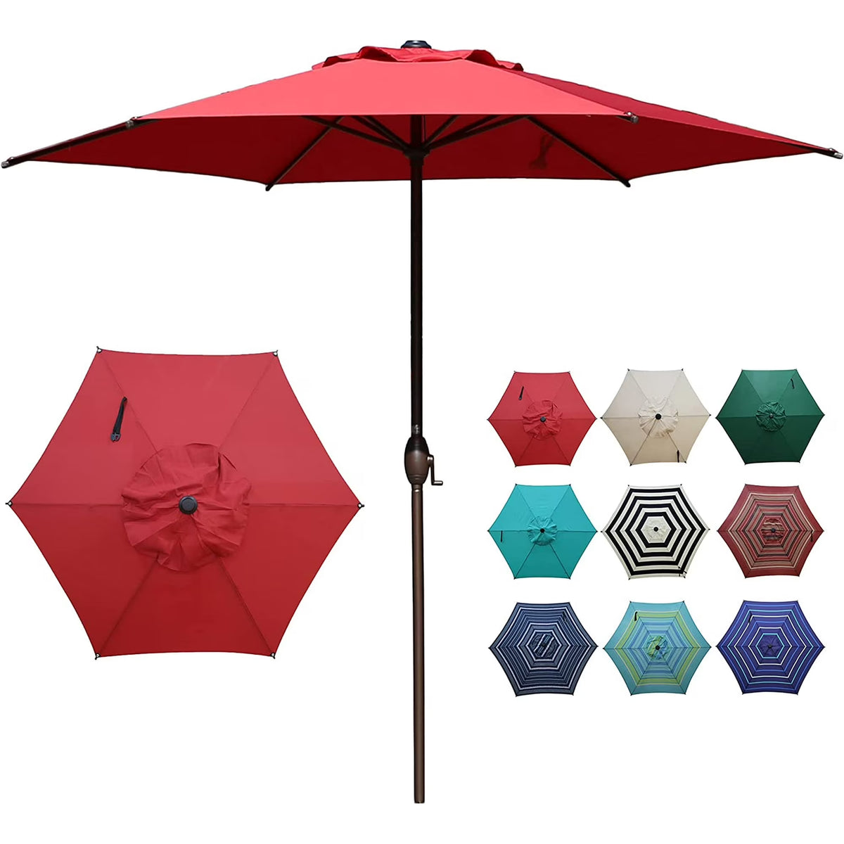 Red 7.5ft Outdoor Market Patio Umbrella with Push Button Tilt and Crank P292