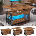 Rustic Brown 40" Lift Top Coffee Table with Storage Cabinet and 2 Fabric Drawers Y544