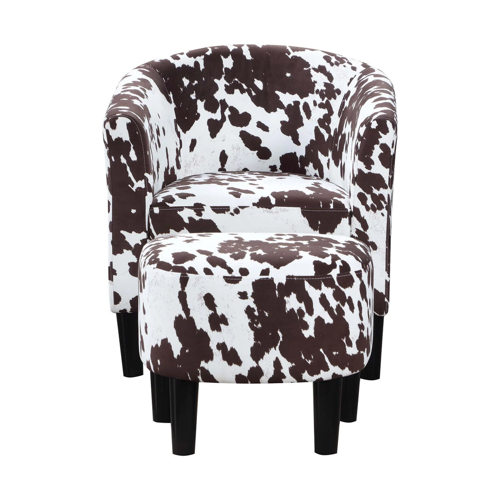 Brown Cow Print Accent Chair with Ottoman P10592