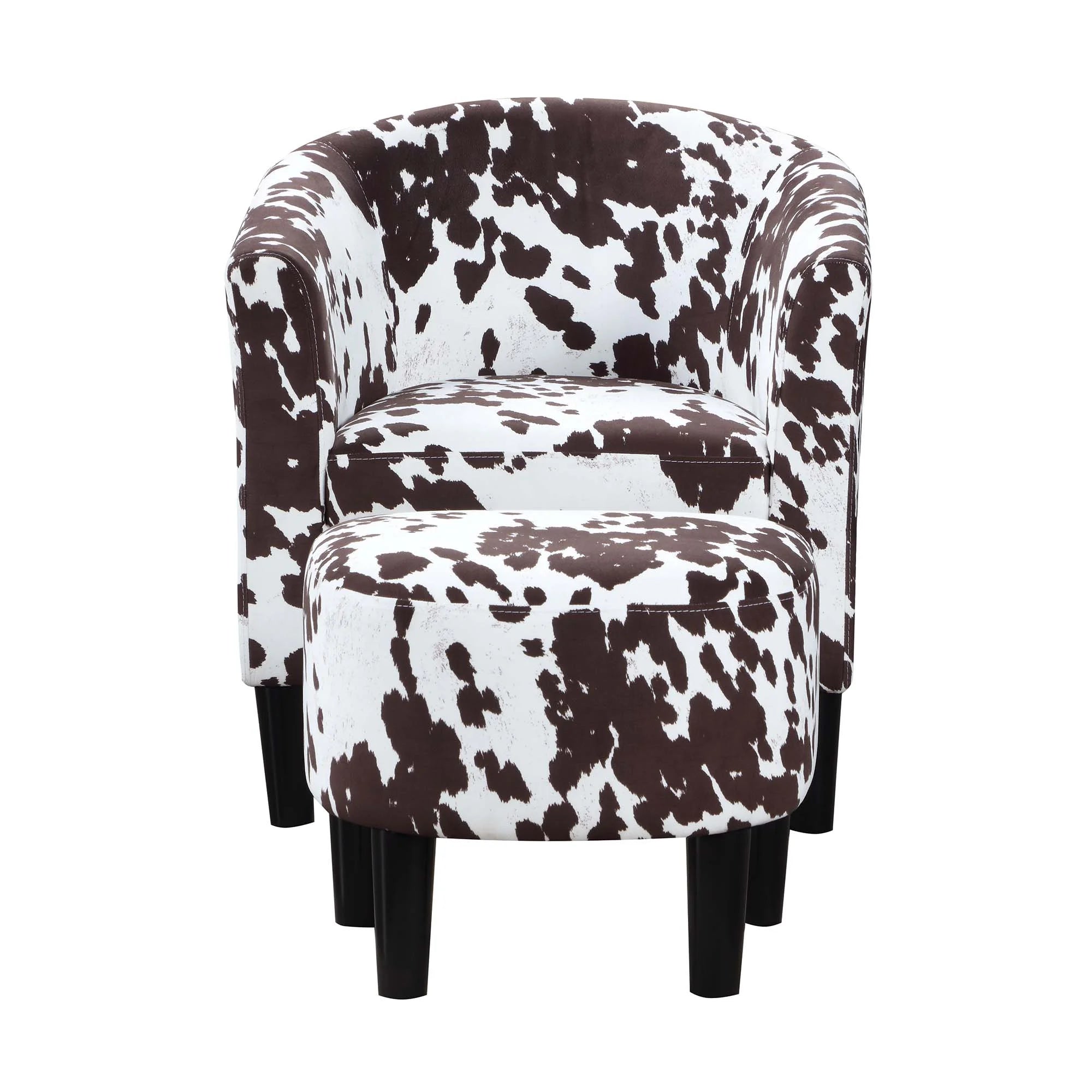 Brown Cow Print Accent Chair with Ottoman P10592