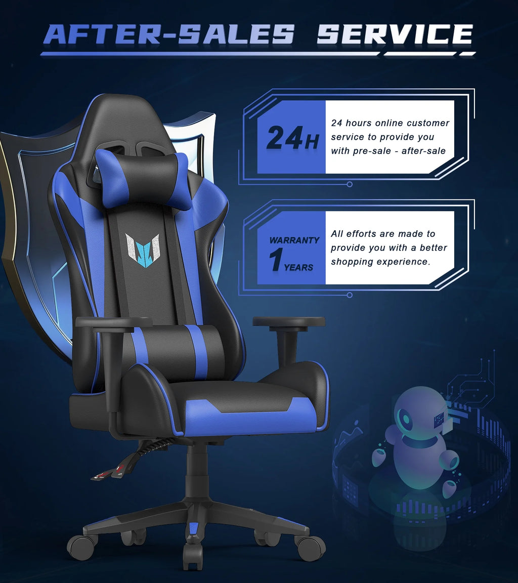 Blue Ergonomic Gaming Chair with Lumbar Support & Headrest C16526