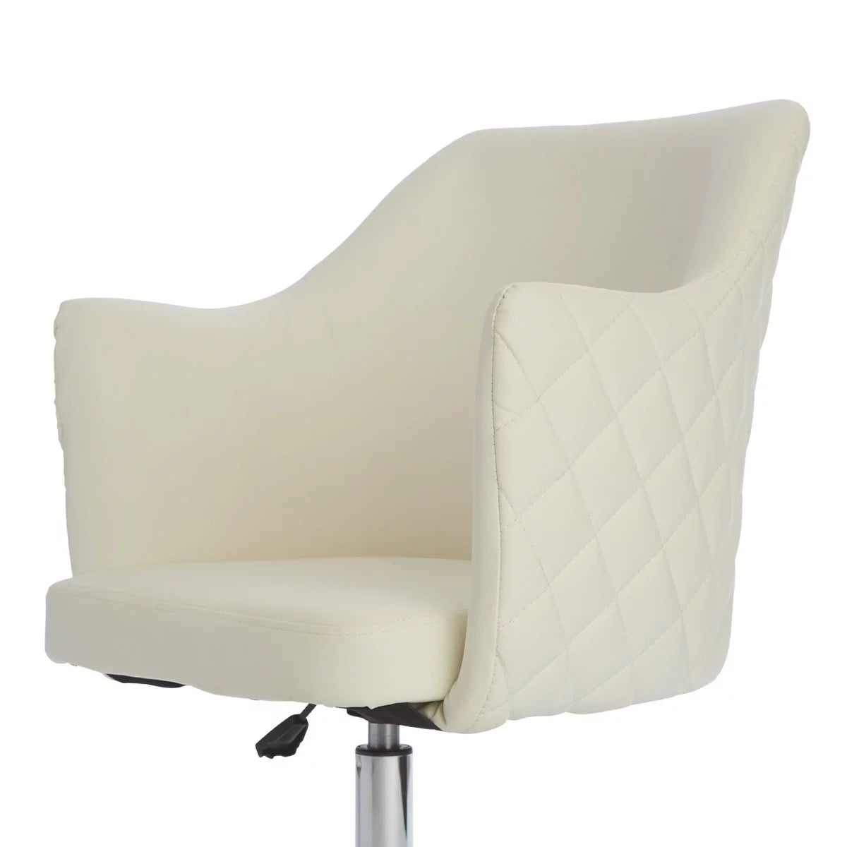 White Quilted Velvet Desk Chair with Wheels T79164
