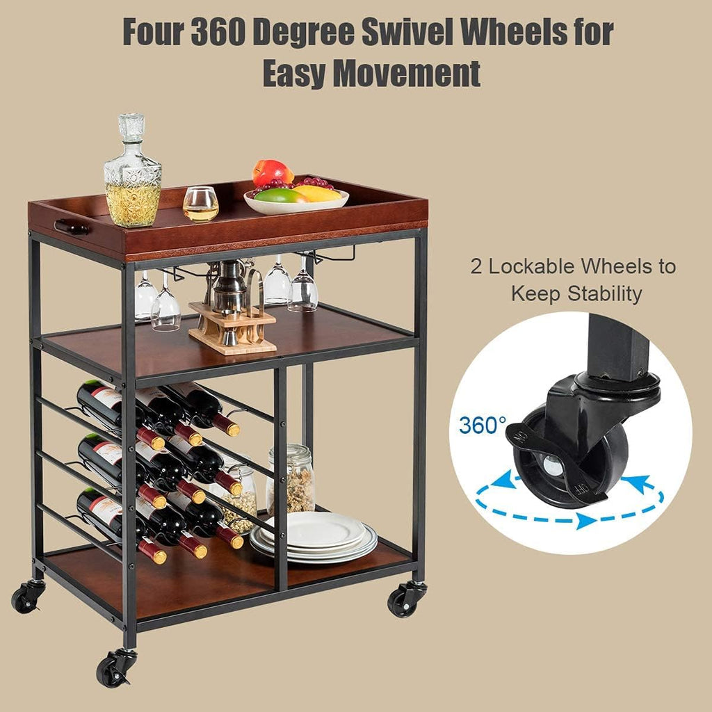 Rustic Brown Kitchen Island Cart C865591