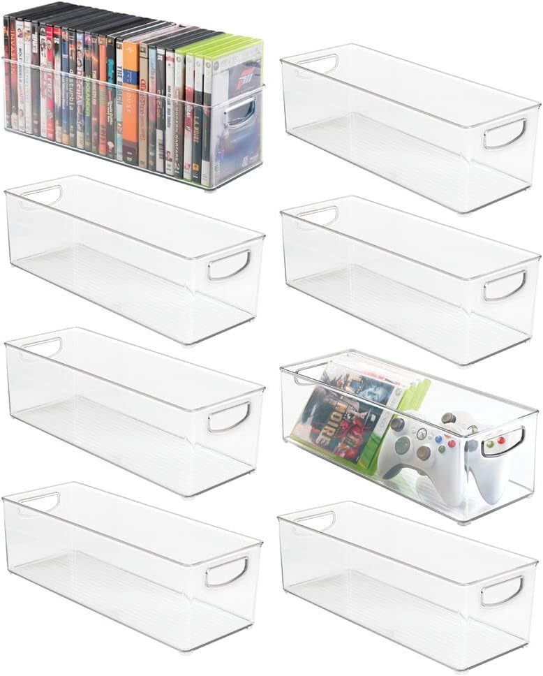 Clear Plastic Video Game Storage Holder Bin with Handles, 8 Pack A29694