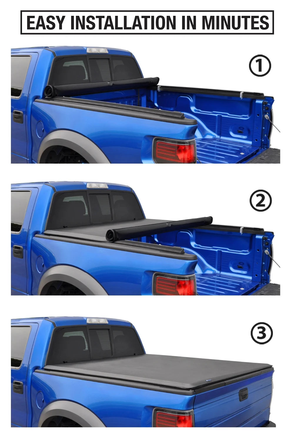 Soft Roll-up Truck Bed Tonneau Cover for 2020-2024 Chevy Silverado GMC Sierra 2500 3500HD 6'10" (82") Bed K7300