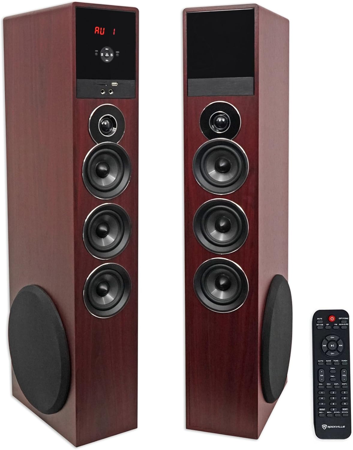 Cherry Powered Home Theater Tower Speakers 8" Sub T18000