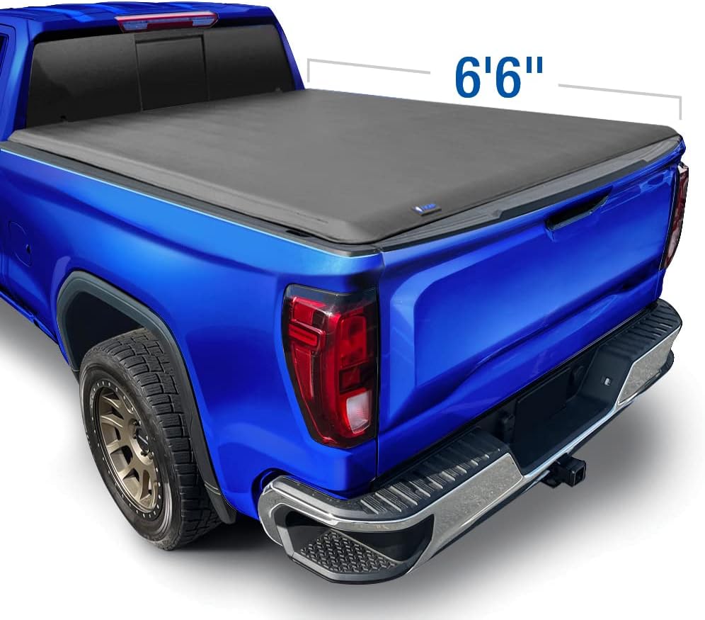 Soft Roll Up Truck Bed Tonneau Cover for 2019-2022 Chevy Silverado / GMC Sierra 1500, Fleetside 5'8 Bed, Black R2792