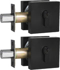 Satin Nickel Square Deadbolts Door Locks, Different Keys, 2 Pack V773136