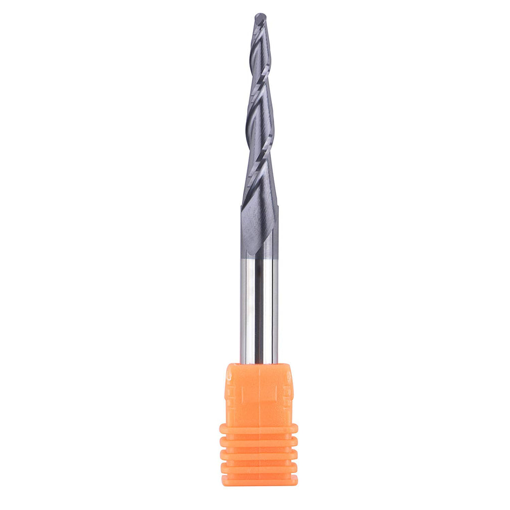 1/4 inch Shank 3mm Diameter Ball Nose Tapered End Mill CNC Engraving Bits Pack of 2 F1667