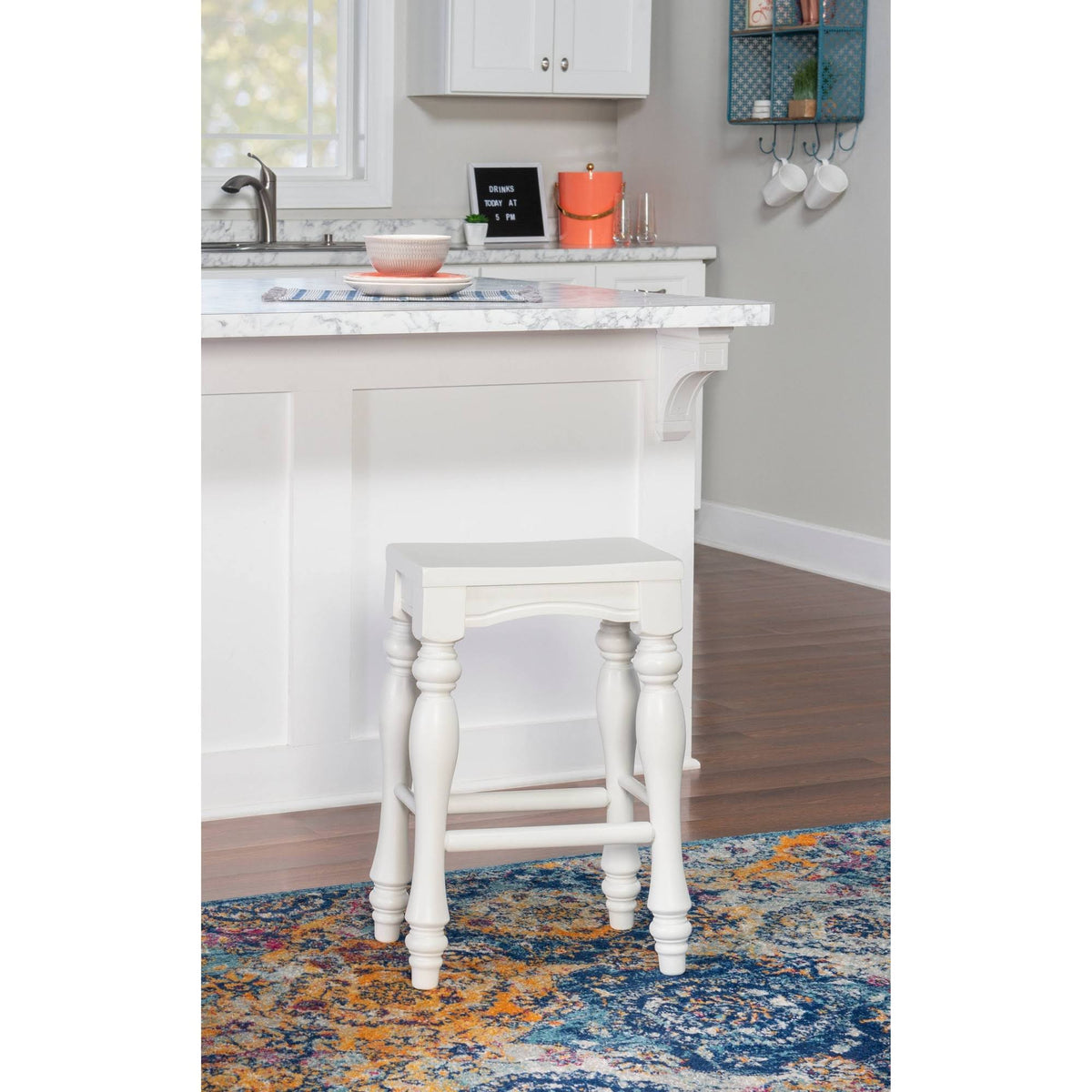 Set of 2 White Counter Height Barstools P3459