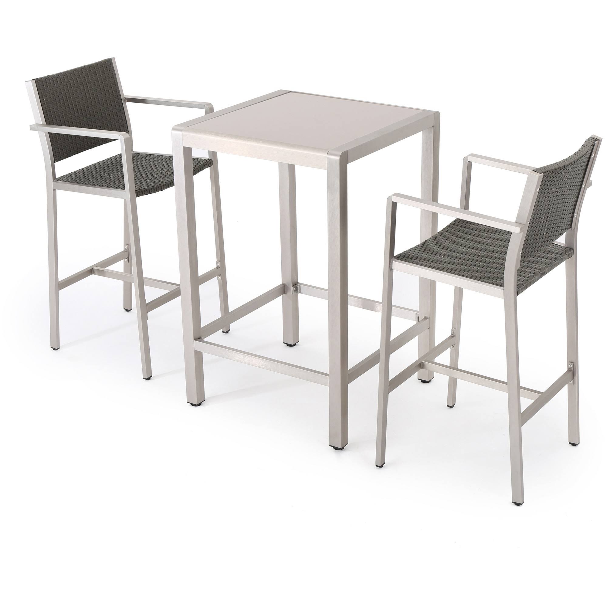Outdoor 3-Piece Bar Set with Glass Table Top Z60313