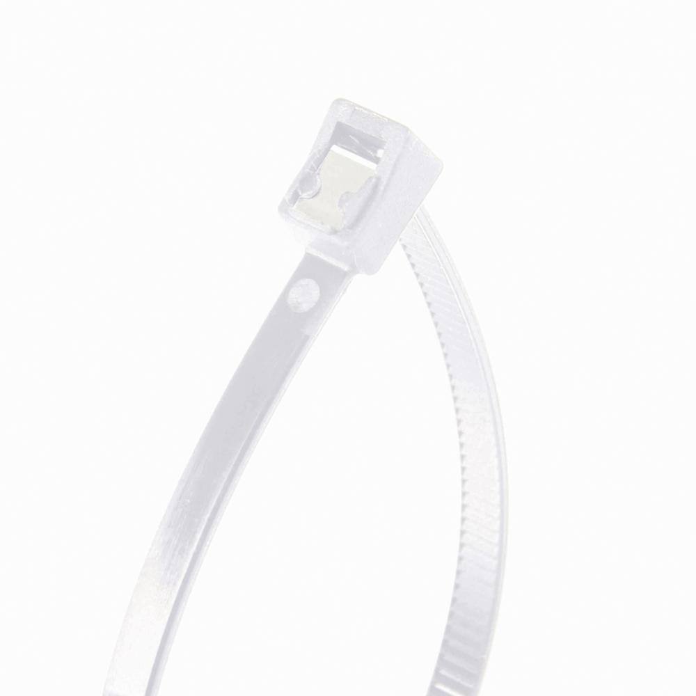 8 in Self Cutting Cable Tie White 50lb 50-Pack G97614