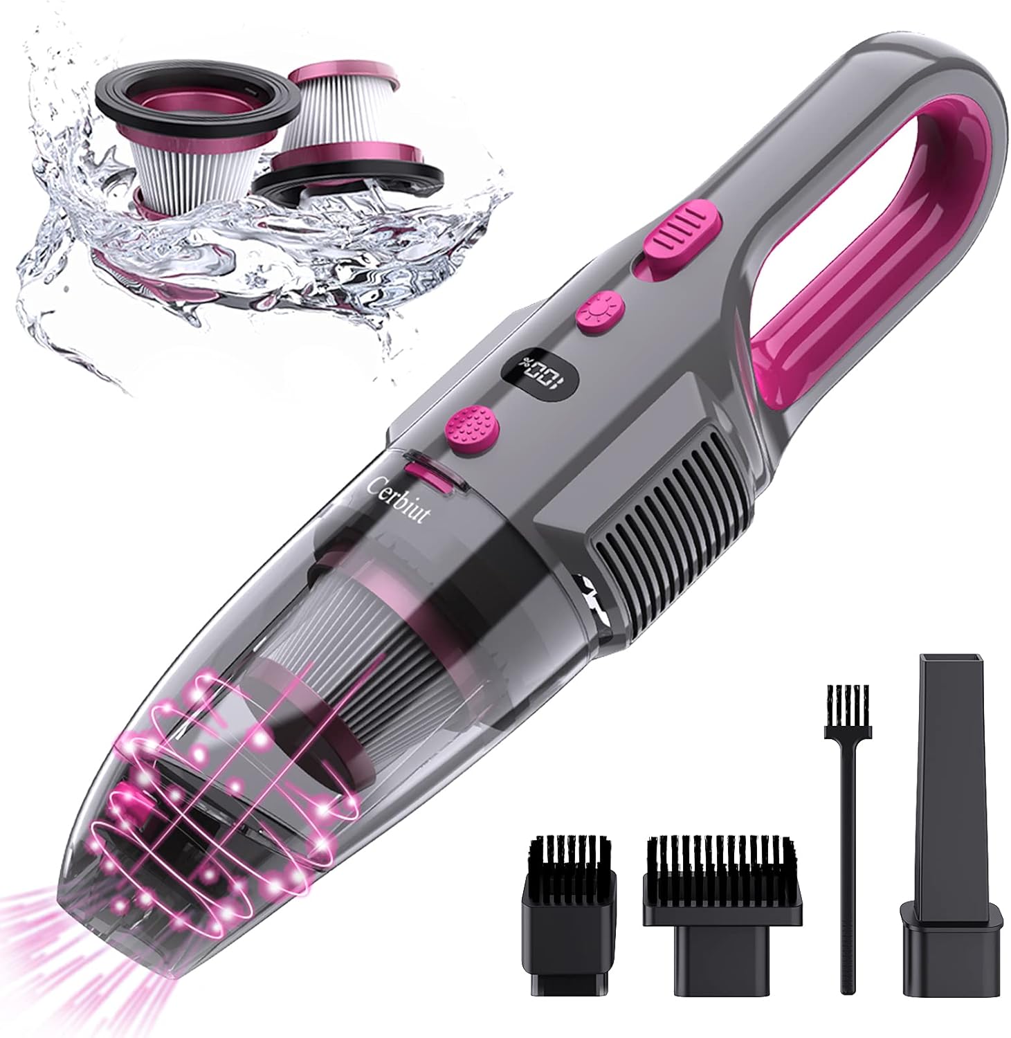 Handheld Cordless Rechargeable Small Vacuum Cleaner with Strong Suction, LED Light & 3 Attachment G3270