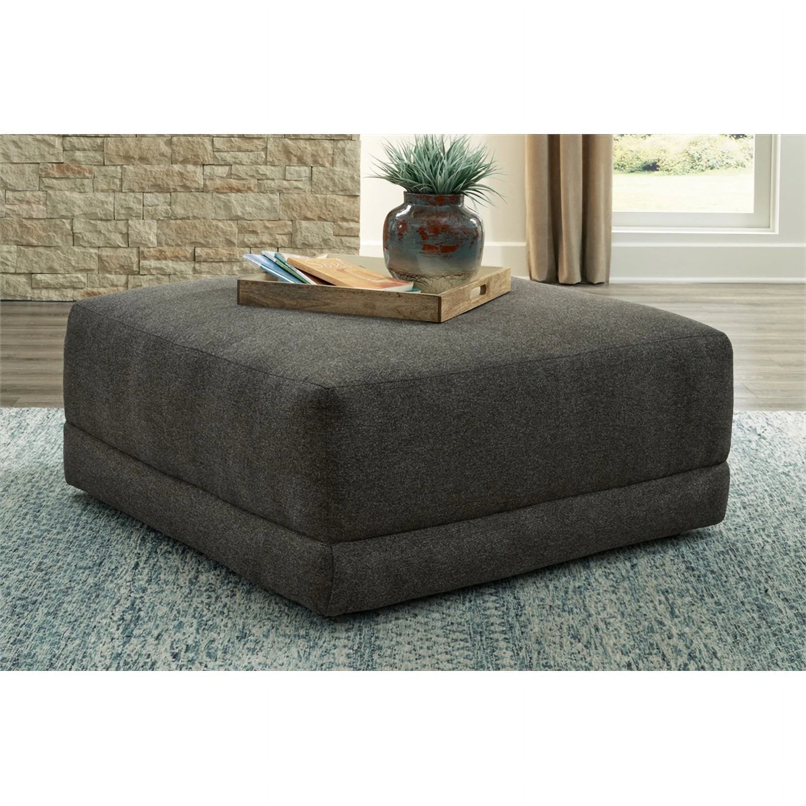 Gray Fabric Oversized Accent Ottoman N2194