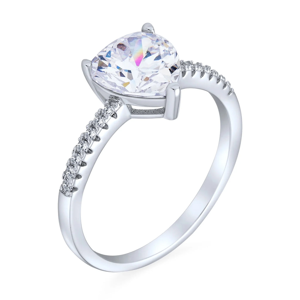 2.5CT Heart Solitaire CZ Engagement Ring .925 Sterling Silver Ring J721