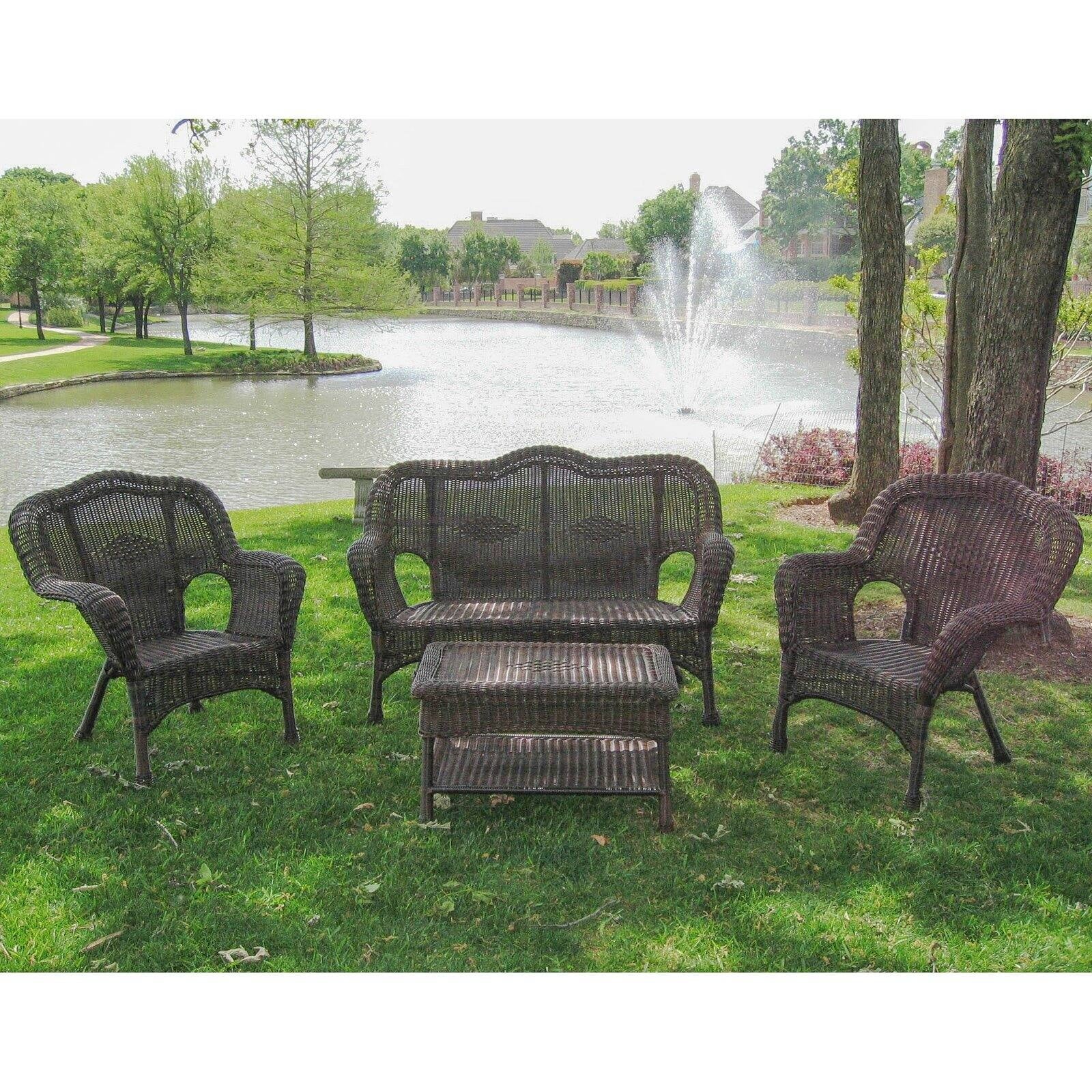 Wicker Resin Patio Conversation Set - Seats 4 E3749