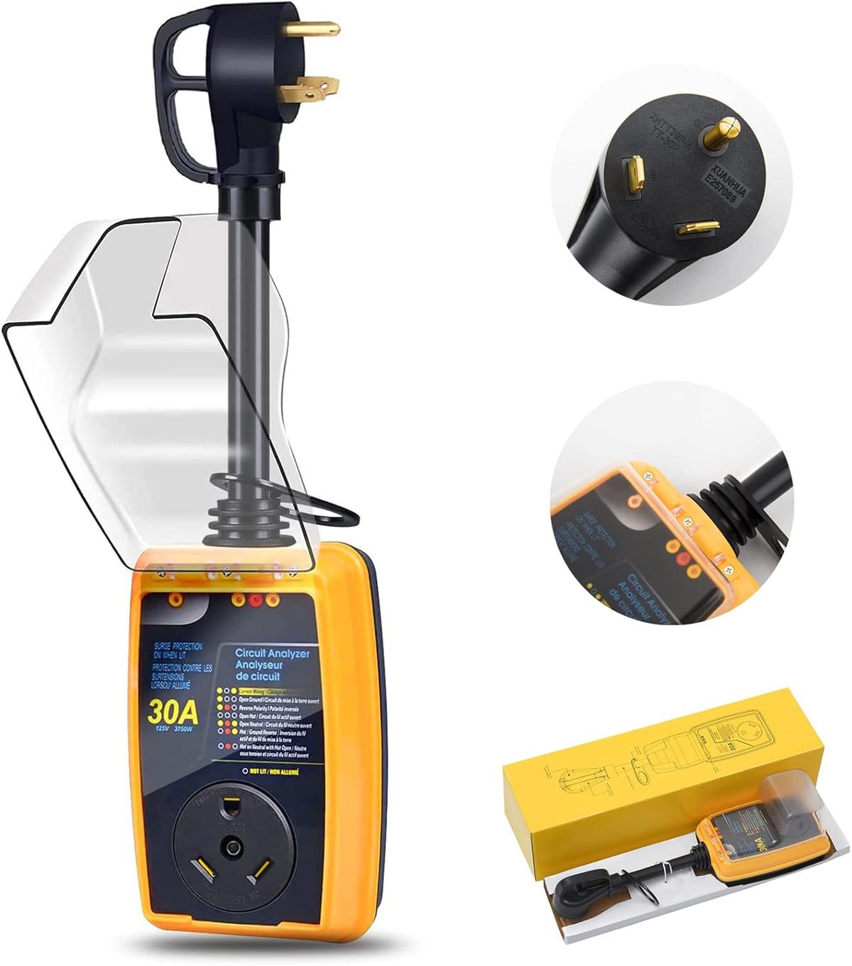 RV Surge Protector 30 Amp with Waterproof Cover, Circuit Analyzer D13021
