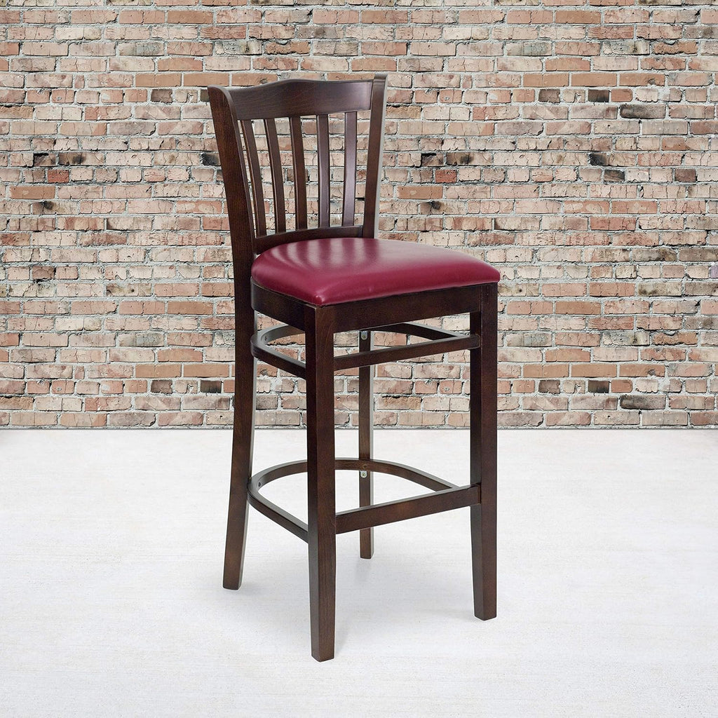 Black Vinyl Vertical Slat Back Barstool F982174