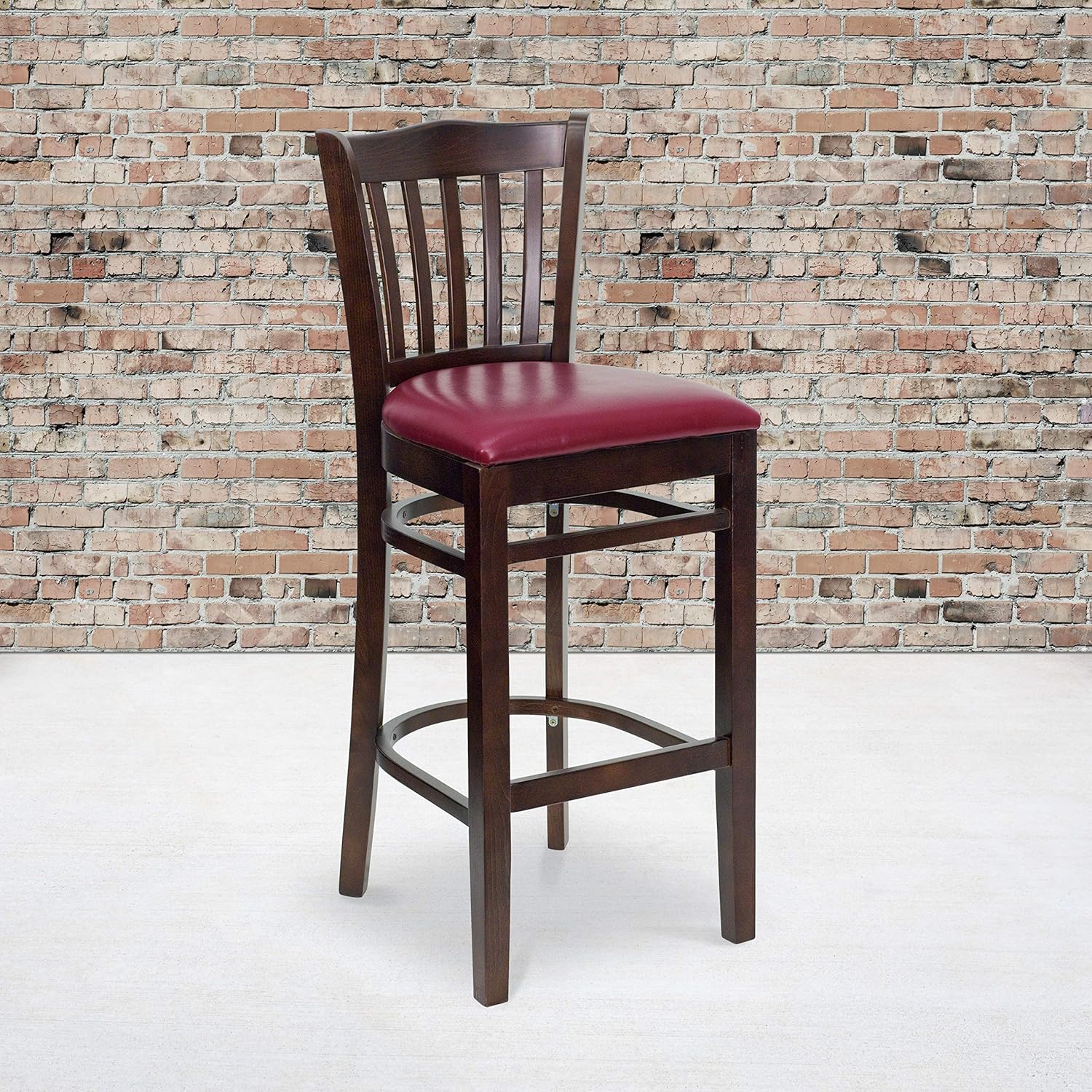 Black Vinyl Vertical Slat Back Barstool F982174