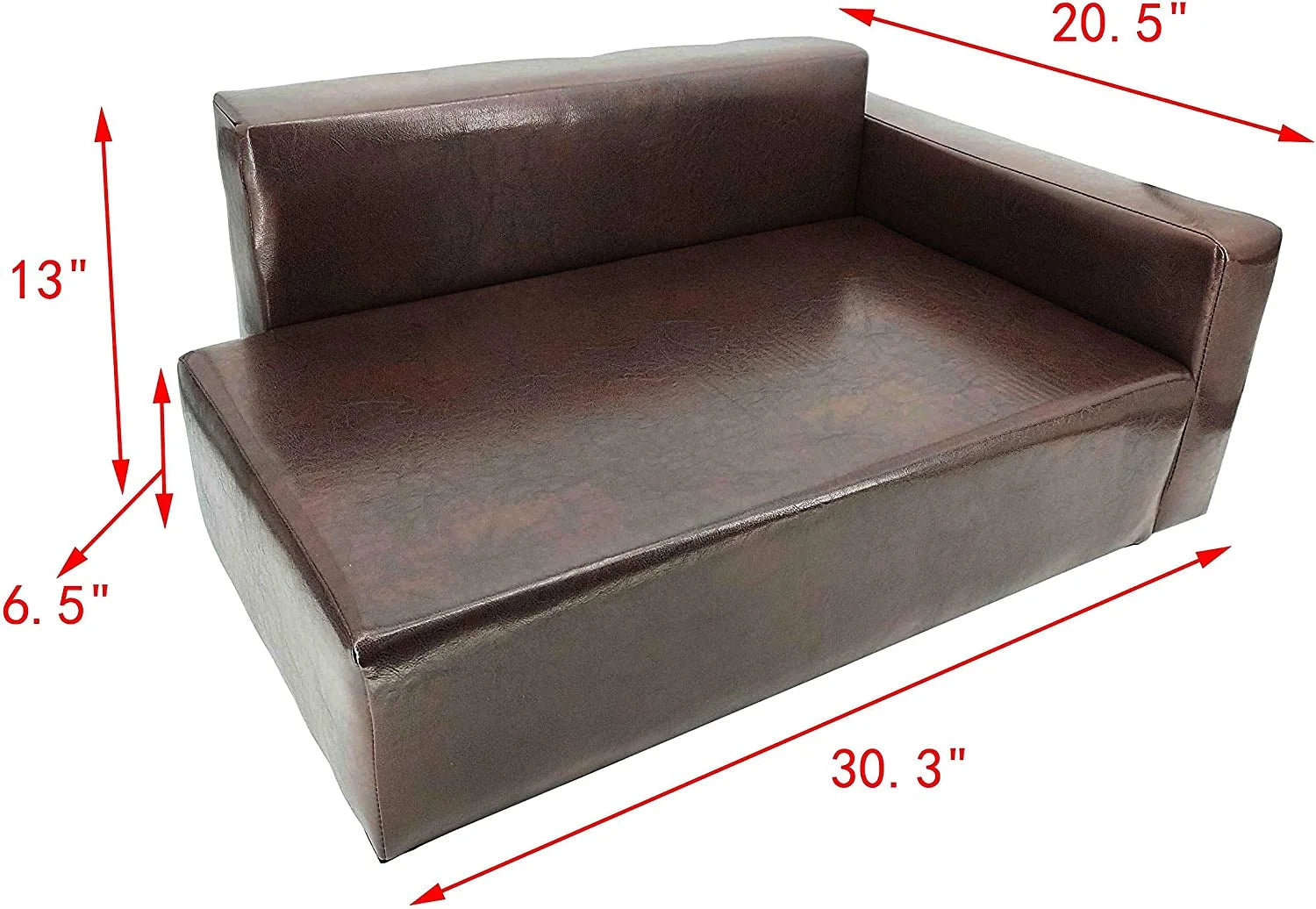 Brown Synthetic Leather Dog Sofa Bed R660900