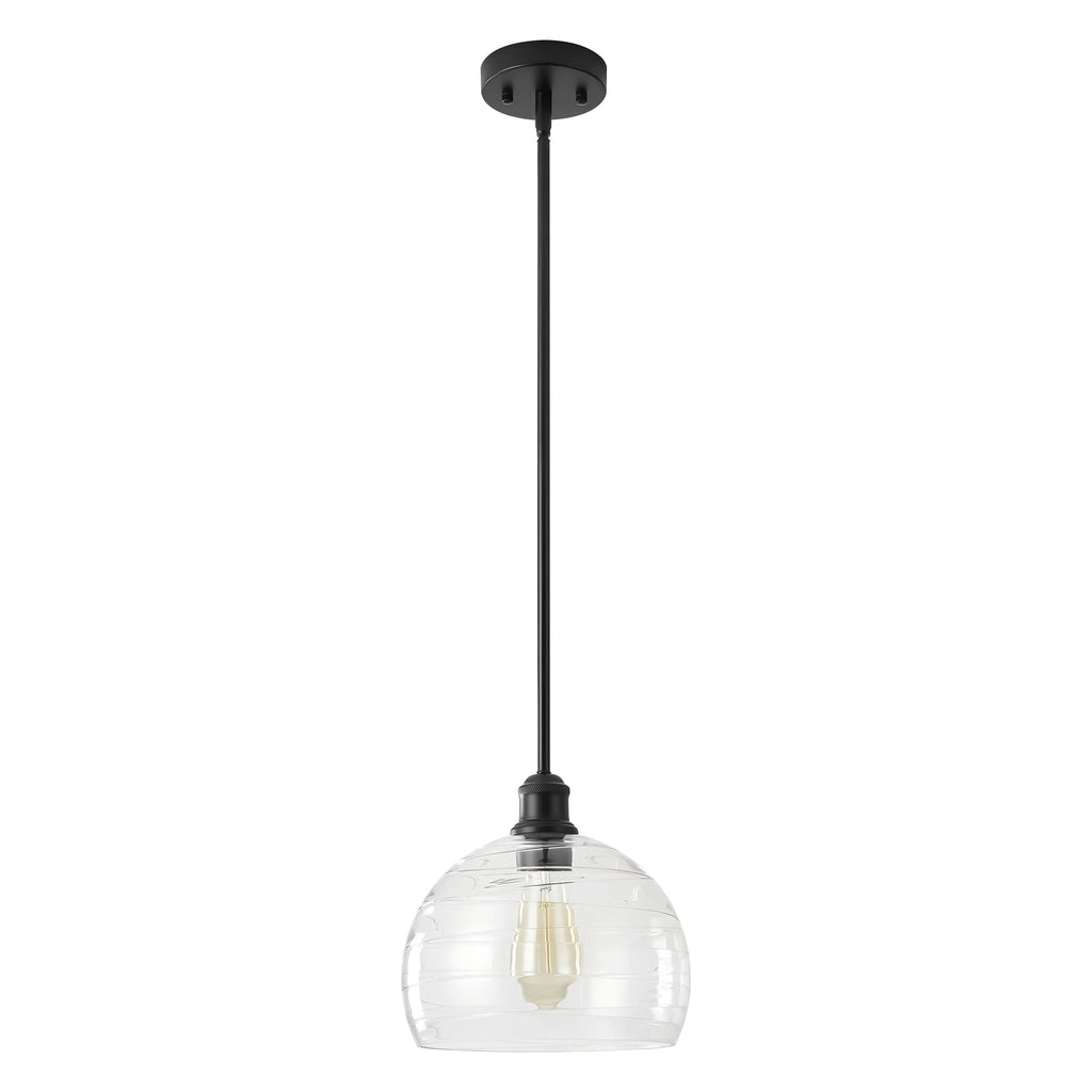 1-Light Dimmable Ribbed Glass Farmhouse Pendant U89860