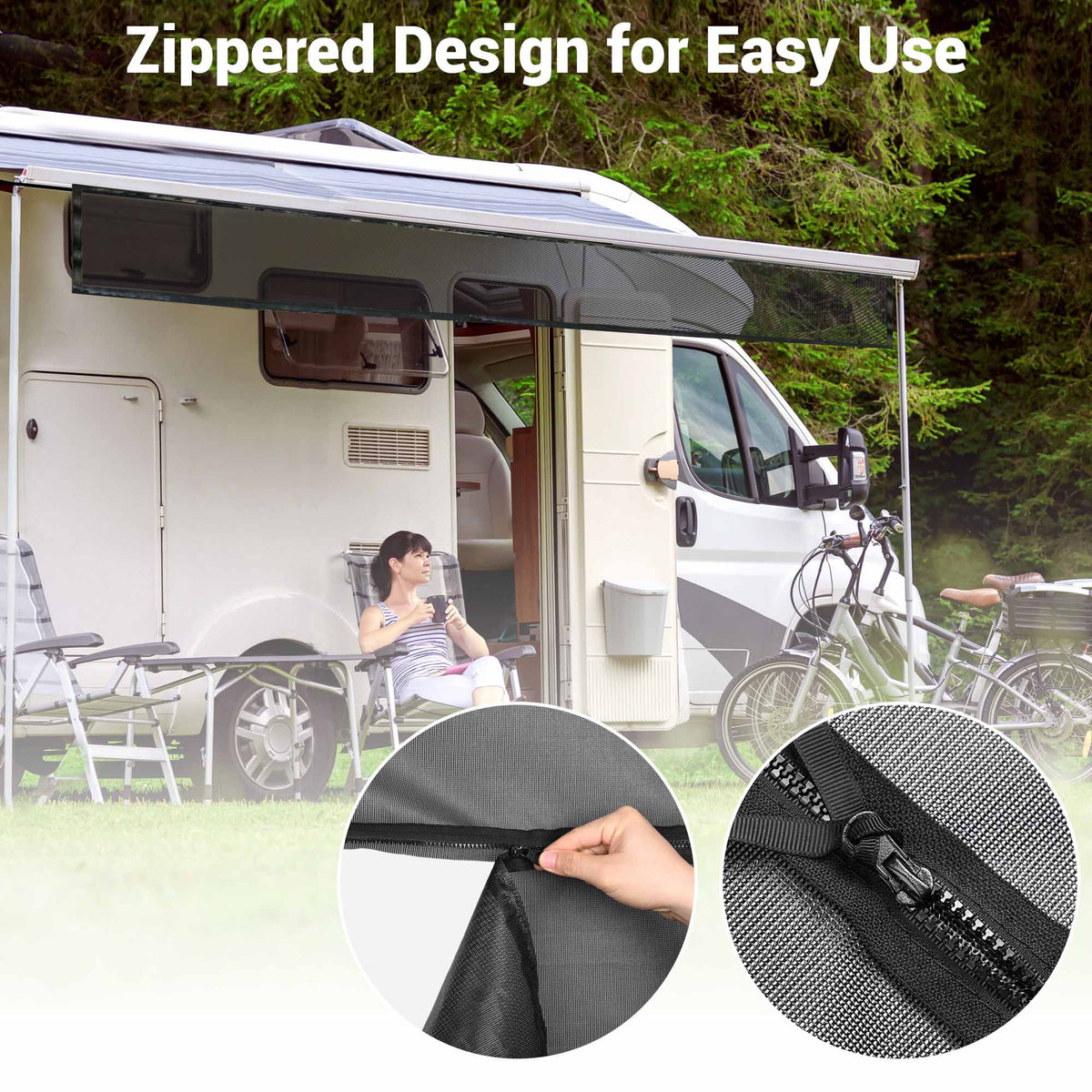 RV Awning Fabric Replacement with Side Mesh Screen Kit I734