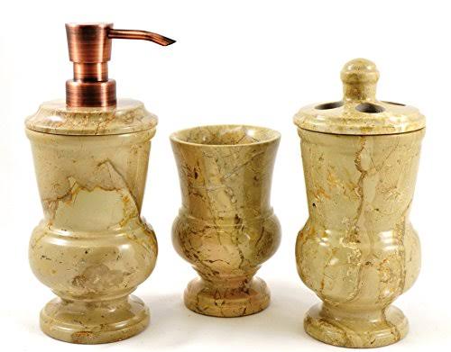 Sahara Beige Marble 3-Piece Bathroom Accessory Set I412053