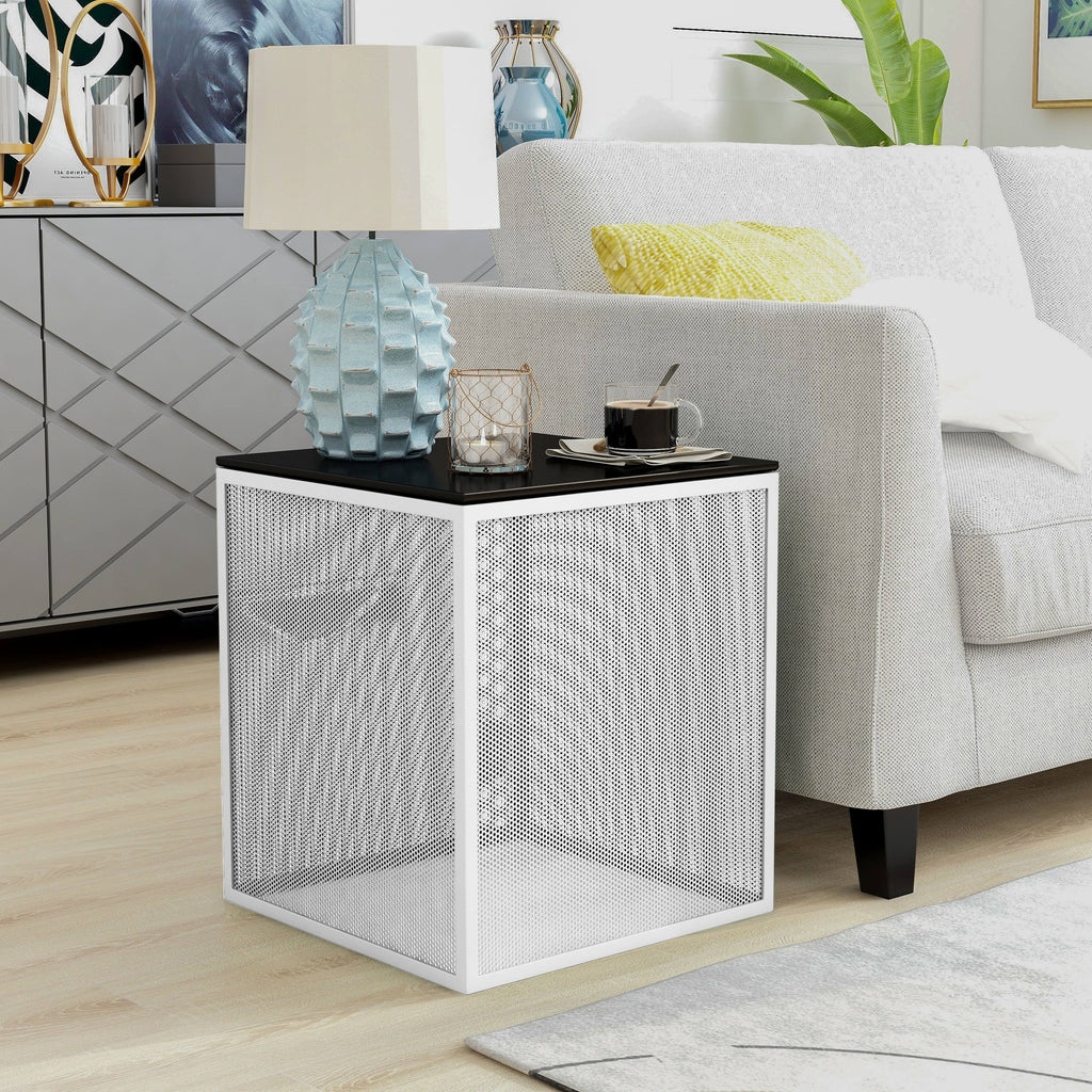 White Glass Top Side Table D73288