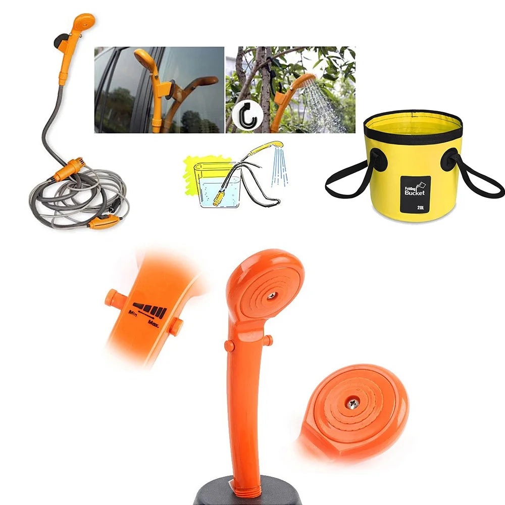Folding Bucket Electric Camping Shower Kit P935