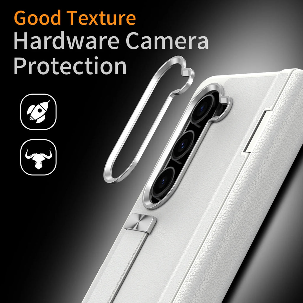 White Slim PU Leather Shockproof Case for Samsung Galaxy Z Fold5 C593395