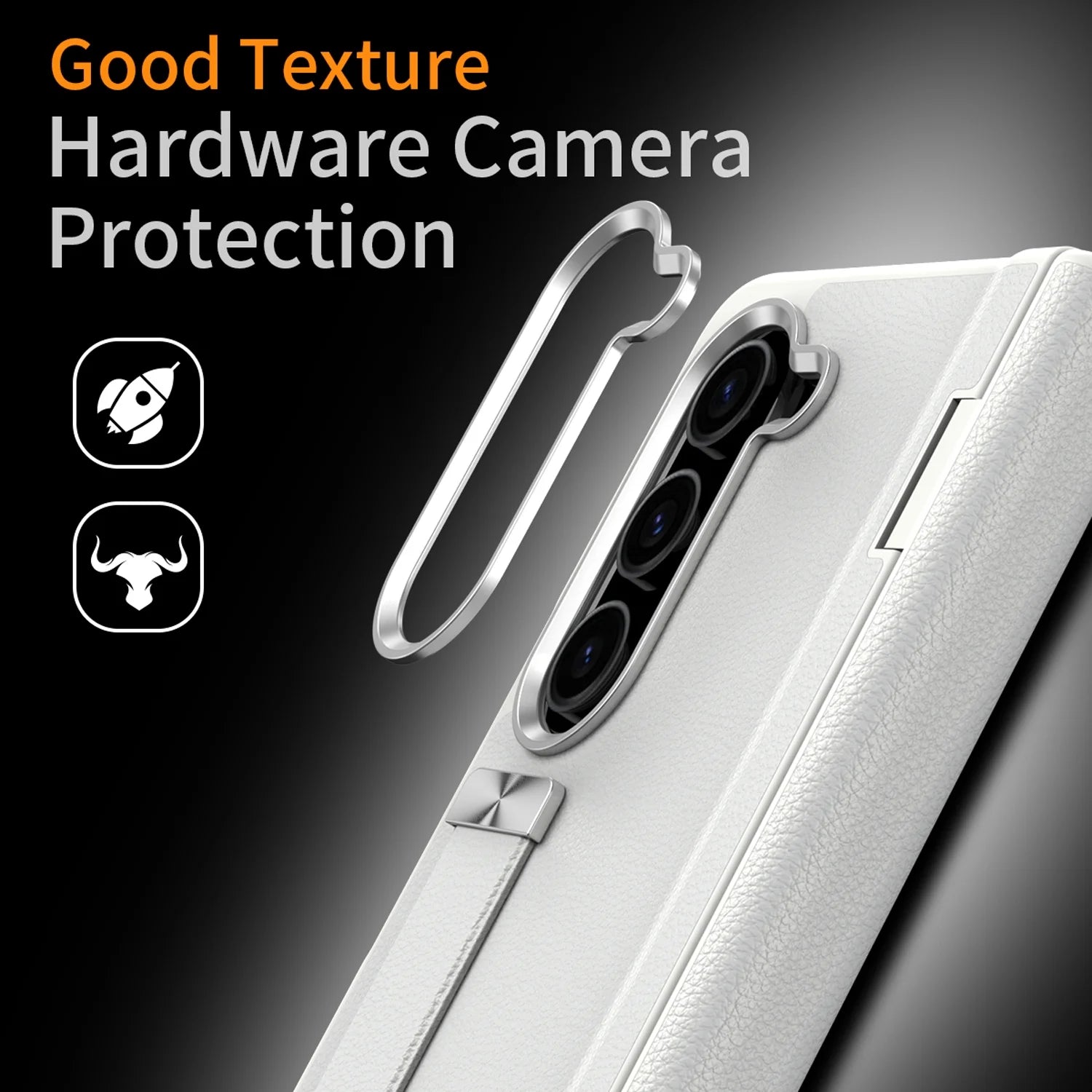White Slim PU Leather Shockproof Case for Samsung Galaxy Z Fold5 C593395