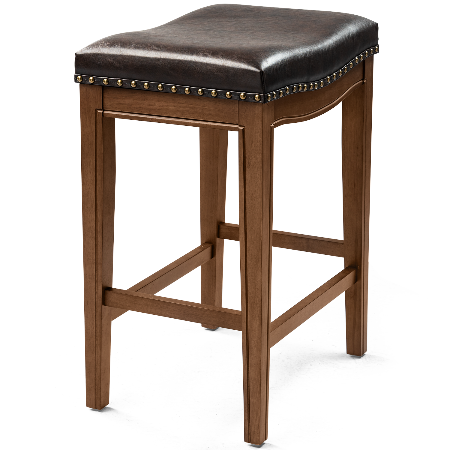 Walnut Upholstered Wooden Bar Stools, Set of 2 H989