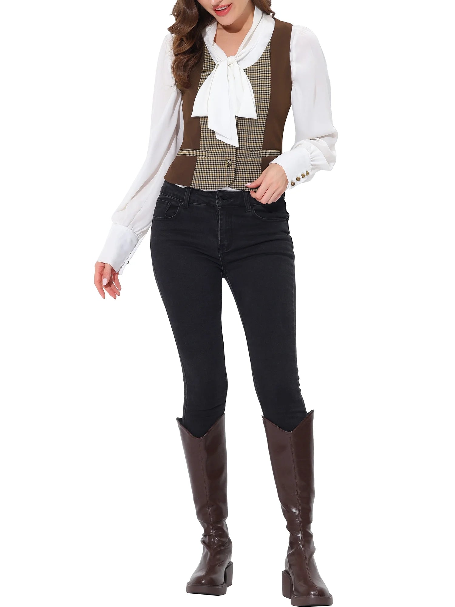 Vintage Plaid Button Down Waistcoat Vest L842