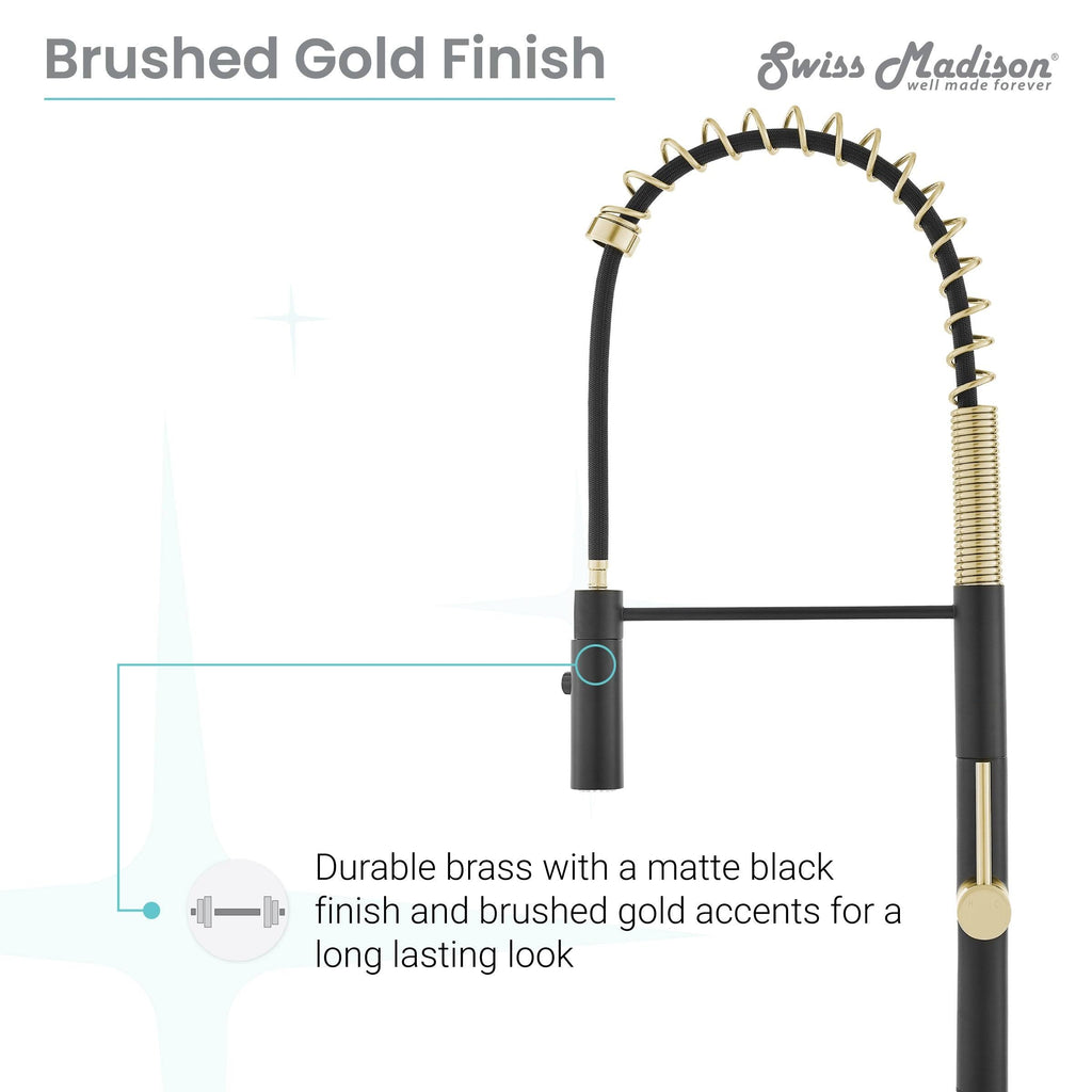 Brushed Gold/Black Pull Out Single Handle Kitchen Faucet G9248