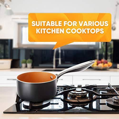 Nonstick Copper Saucepan Set with Lid, 1qt & 2qt G7387