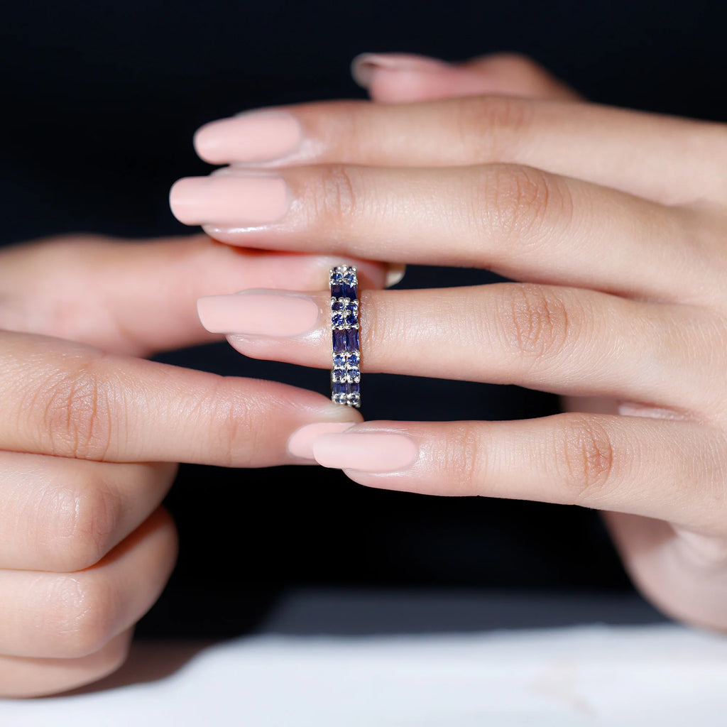 14K White Gold Blue Sapphire Full Eternity Ring F69128