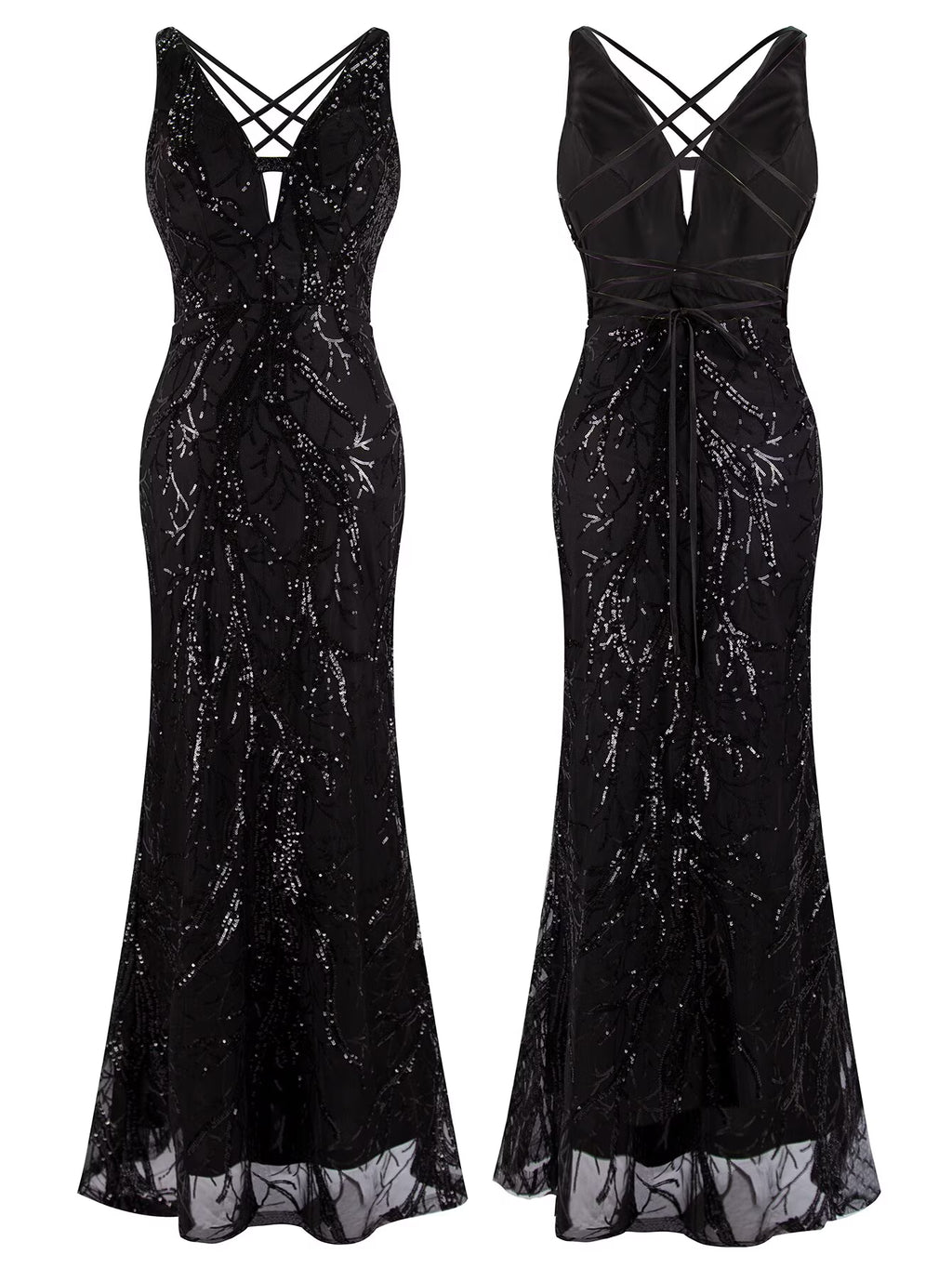 Black Sequin Mermaid Formal Dress C253