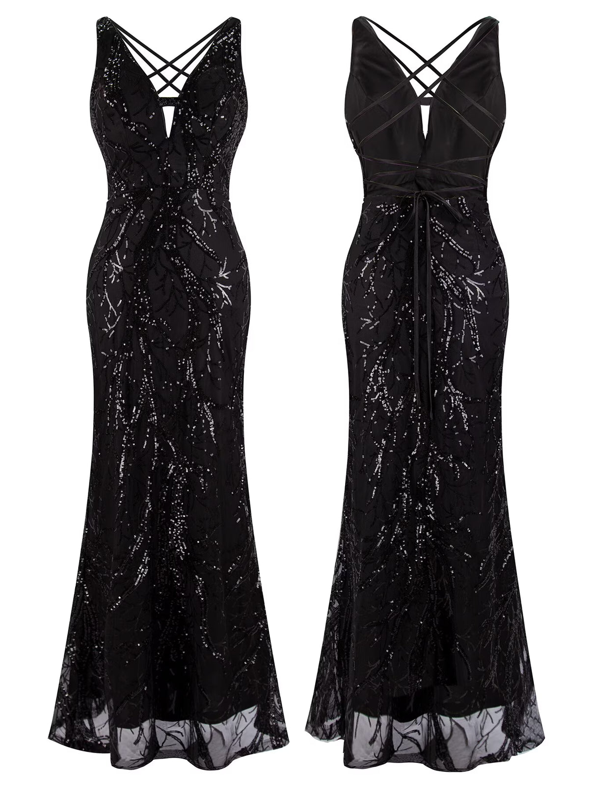 Black Sequin Mermaid Formal Dress C253