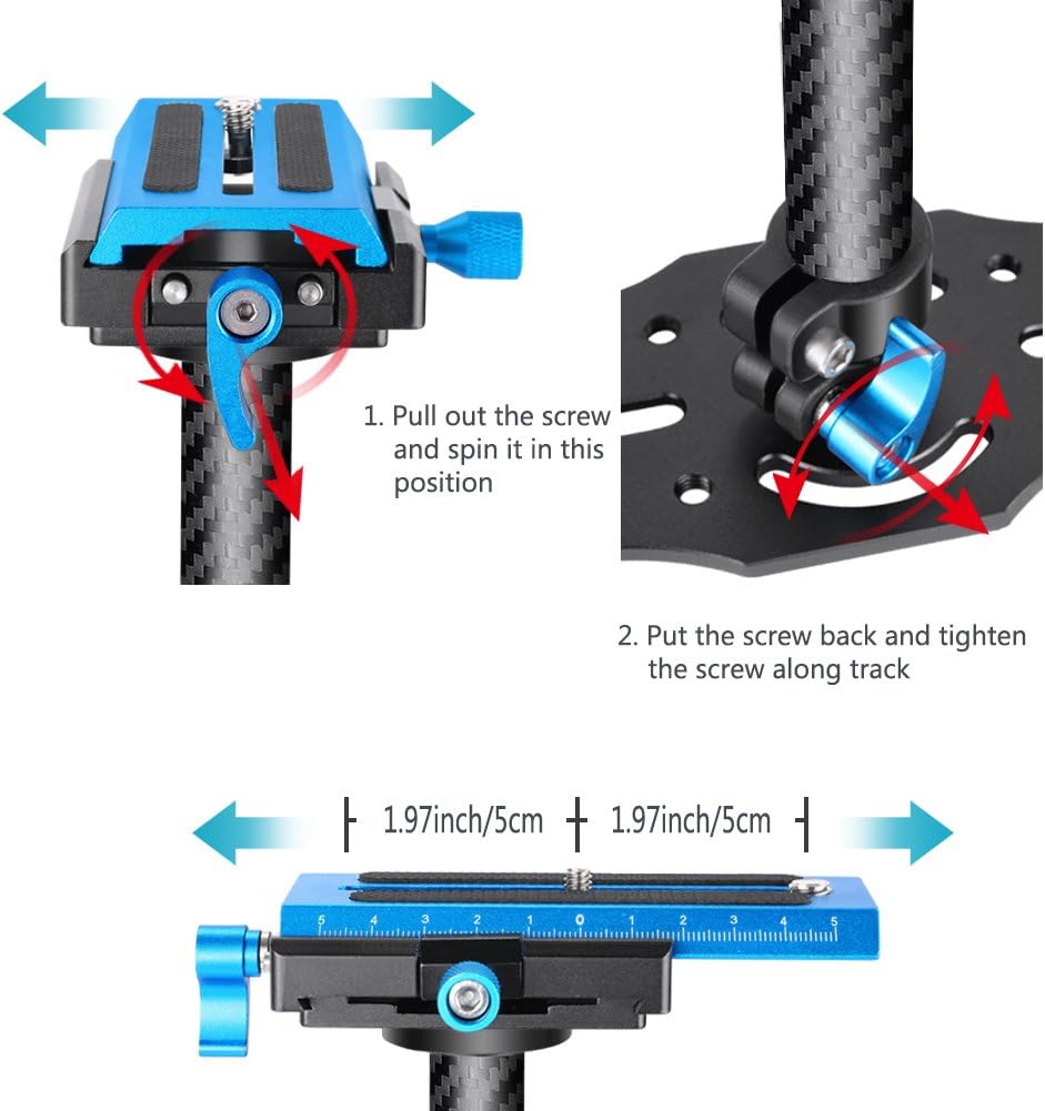Carbon Fiber Handheld Stabilizer with Quick Release Plate, Pack of 2 H4958