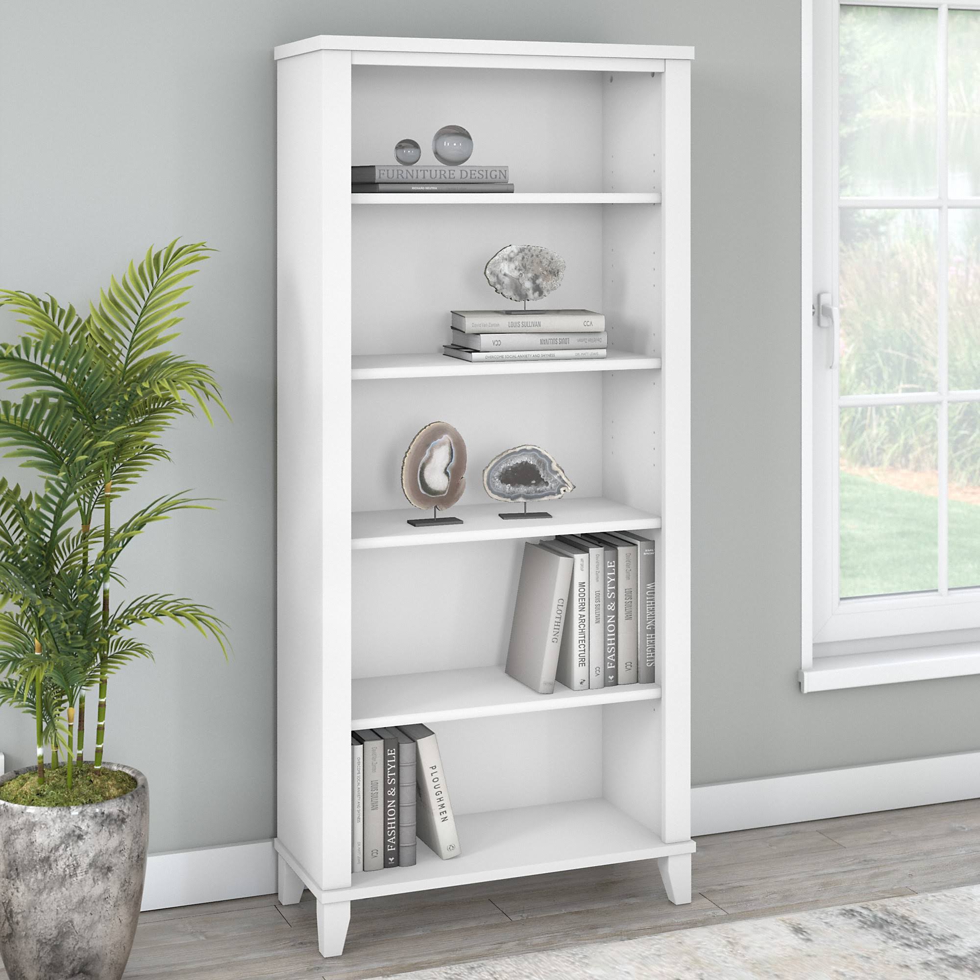White 5 Shelf Bookcase K31428