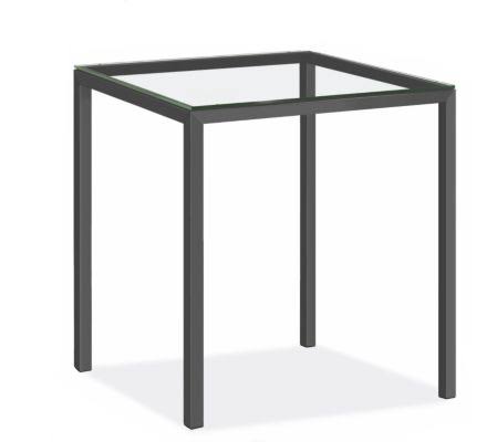 Modern Parsons 4 Person Patio Bar Table with Clear Tempered Glass Top and Graphite Base L1505