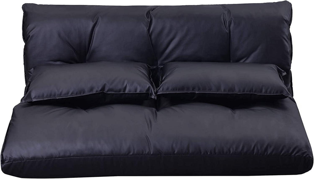 Adjustable Floor Sofa Bed with 2 Pillows, 5 Reclining Position, Black Z229957